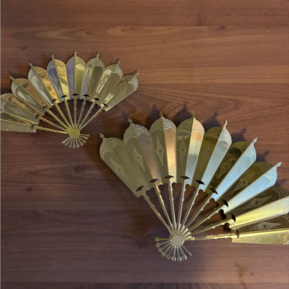 Vintage Home Interiors Wall Decor Fans set of 2 - Picture 1 of 5